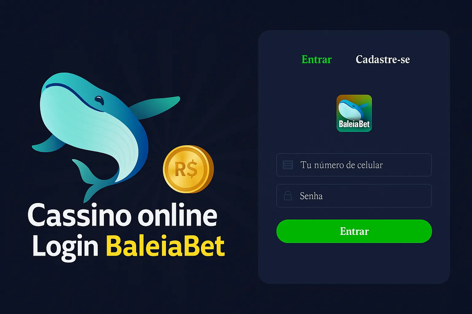 Criar uma nova Conta no plataforma BALEIABET